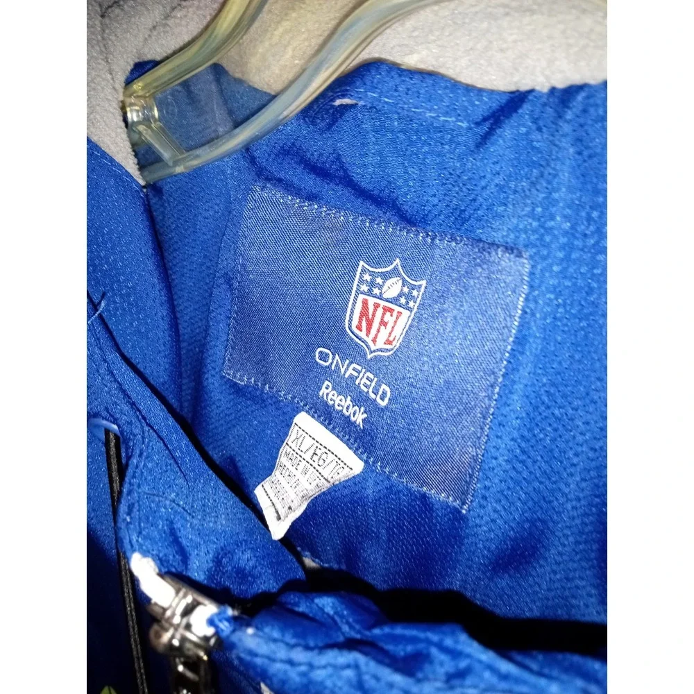 Reebok NFL Onfield Indianapolis Colts Jacket Mens XL Blue Full Zip Hooded Fleece